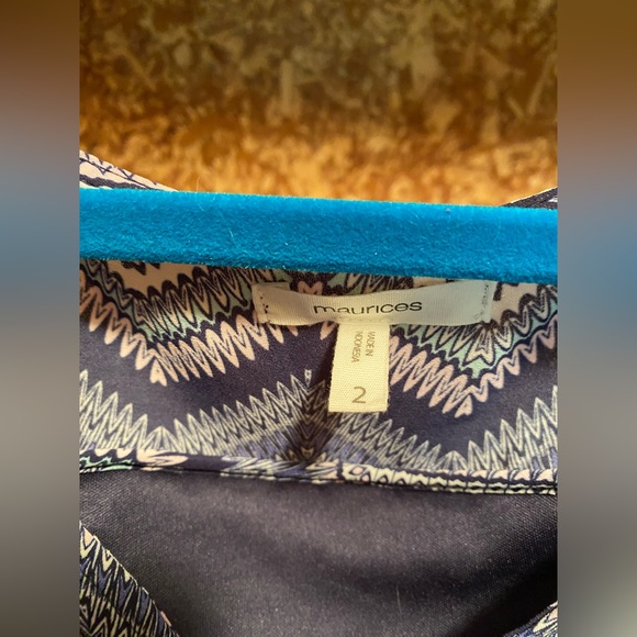 EUC Maurices 2 2x blue chevron drawstring dress - Picture 3 of 4